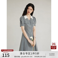 自巧小個(gè)子休閑西裝連衣裙女設(shè)計(jì)感2023新款夏季長短款氣質(zhì)百褶裙 冰河灰短款 XS (2碼)