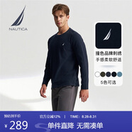 諾帝卡（NAUTICA）24秋冬新款多色基礎(chǔ)經(jīng)典長(zhǎng)袖T恤男TE4301 藏青4NV XL