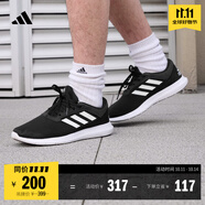 adidas CORERACER隨心暢跑網(wǎng)面休閑跑步鞋男子阿迪達斯官方輕運動   黑/白 FX3581   43