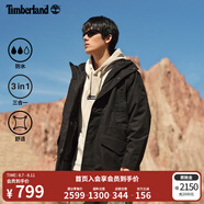 添柏嵐（Timberland）官方男裝沖鋒三合一外套戶外防水抓絨|A2J5B A2J5B001/黑色 XS