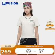 FILA FUSION斐樂潮牌官方針織短袖t恤女2024夏季休閑透氣短t上衣