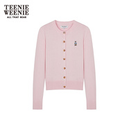 Teenie Weenie小熊女裝毛針織衫2025秋季新款柔軟舒適氣質(zhì)優(yōu)雅開(kāi)衫