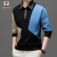 AEMAPE/美國蘋(píng)果 毛衣套頭男士2026春秋季新款潮流翻領(lǐng)寬松長(cháng)袖t恤男裝 寶藍色 2XL