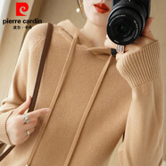皮爾卡丹（pierre cardin）連帽衛衣女春秋2025新款帽衫打底衫內搭針織衫休閑大d碼帶帽毛衣 金駝色 XL