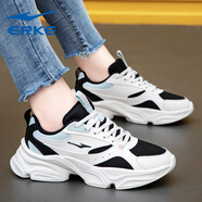 鴻星爾克（ERKE）女鞋運動(dòng)鞋女款休閑鞋2025新款秋冬季旅游鞋皮面防水跑步鞋 微晶白/正黑 39