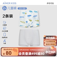 愛慕兒童新品棉底襠抗菌莫代爾兒童內(nèi)褲男女童平角內(nèi)褲2條裝A類薄透氣短褲 男-滿分方程 2條 140 （55-70斤）