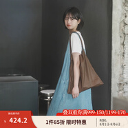茵曼（INMAN）天絲涼感漢麻抗菌牛仔連衣裙兩件套裝2025夏女裝休閑背帶長裙子 牛仔藍 M