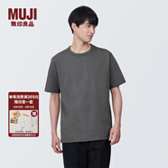 無印良品（MUJI）男式 水洗粗棉線圓領(lǐng)短袖T恤 男士打底衫純棉全棉 男裝 深灰色 AB1MCC4S XL (180/104A)