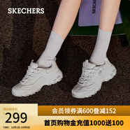 斯凱奇（Skechers）女鞋秋冬小白鞋蕾絲休閑運動(dòng)熊貓鞋黑色增高厚底老爹鞋11959 白色/WHT 39
