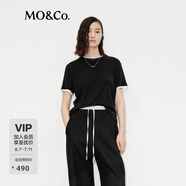 MO&Co.【C+系列】短袖T恤彈力天絲假兩件疊穿直身H型摩安珂 黑色 S 160