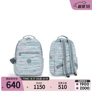 Kipling【七夕禮物】2025春夏新款學(xué)生書(shū)包大容量雙肩包首爾包|SEOUL M-粉綠棕櫚葉印花