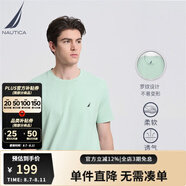 諾帝卡（NAUTICA）【商場(chǎng)同款】男裝夏季款多色休閑純棉短袖圓領(lǐng)T恤男TO3101 薄荷綠333（231） L