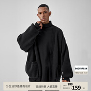 BODYDREAM可機洗V領(lǐng)毛衣外套男寬松休閑長(cháng)袖開(kāi)衫復古破洞針織衫 黑色 M
