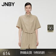 江南布衣（JNBY）夏季女裝連體衣寬松休閑直筒襯衫領(lǐng)通勤風5O4F14110 249/淺雜駝 XS