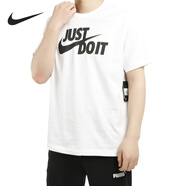 NIKE夏季新款情侶短袖耐克寬松五分袖純棉運動(dòng)服T恤休閑上衣 AR5007-100 白色 男女同款 寬松透氣 M 推薦120-130斤