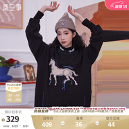 兩三事復(fù)古毛衣裙女2025春季新款秋冬季油畫(huà)長(zhǎng)袖連衣裙寬松長(zhǎng)裙踏夢(mèng)尋花 黑色-y S