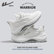 回力（Warrior）官方男鞋秋季款皮面休閑跑步鞋舒適老爹鞋子男士運動鞋男 白灰 40