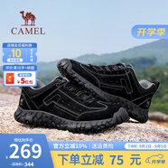 駱駝（CAMEL）登山鞋男防滑戶外徒步運動休閑鞋男新款透氣男士復古鞋子七夕禮物 G15A370083  黑色（皮面款） 42