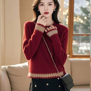 夢奈菲（MENGNAIFEI）小紅書爆款紅色新年穿搭軟糯毛衣針織衫女2025新款冬季本命年打 紅色 M  建議90-105斤