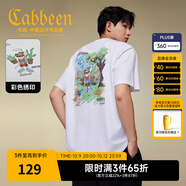 卡賓（CABBEEN）【彩色繡印】彩色童真印花T恤2025夏季新款休閑百搭短袖上衣 米白色12（寬松版型） M /170/48