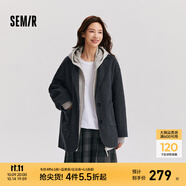 森馬（Semir）外套女中長款西裝領(lǐng)通勤百搭寬松2024冬新款含羊毛雙面呢夾克 灰色調(diào)00322 L