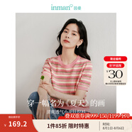 茵曼（INMAN）索羅納涼感條紋短袖t恤女裝輕薄2025夏季新款針織衫上衣 藕粉色【好評(píng)返現(xiàn)】 M