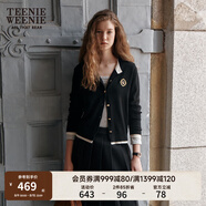 Teenie Weenie小熊針織開衫女春季軟糯舒適簡約休閑通勤針織毛衣外套女 黑色 S (160)