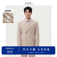 杰帝梵（J.D.V）男裝早秋新款卡其色戧駁領(lǐng)雙排扣西裝西服外套 卡其 XL 180/104B