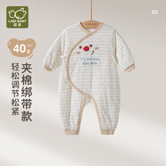 拉比嬰兒衣服寶寶連體衣夾棉保暖長(zhǎng)袖新生兒家居爬服淺卡其59