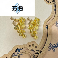萬歸鎏金花朵耳環(huán)復古流蘇s925銀針鐘楚曦金色耳釘女耳夾氣質(zhì)耳飾 4708B鎏金花曼葉螺旋耳夾轉(zhuǎn)