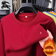 BURB巴寶莉2025年新款秋冬季男士衛(wèi)衣圓領(lǐng)純棉長袖T恤上衣 N2549深紅色【加絨】 加厚 L 170碼 建議85-110斤左右
