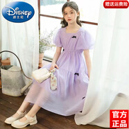 迪士尼（Disney）童裝女童連衣裙夏季2025新款中大童小女孩夏裝露肩雪紡長(zhǎng)裙公主裙 2205-紫色 150 尺碼11~12歲【140-150cm】