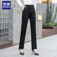 羅蒙（ROMON）褲子女彈力春秋直筒褲上班西褲職業(yè)工裝褲工作褲子休閑褲新款高腰 官方旗艦彈力直筒褲-哥弟面料 L 建議95-105斤