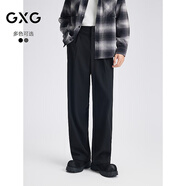 GXG男裝 闊腿磨毛西褲單褶通勤男長(zhǎng)褲簡(jiǎn)約休閑褲 2025年冬季新品 黑色 L