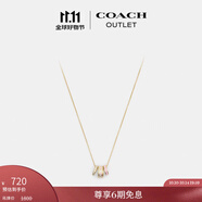 蔻馳（COACH）奧萊女士項(xiàng)鏈高級(jí)感時(shí)尚百搭飾品禮物 經(jīng)典標(biāo)志RONDELL項(xiàng)鏈 金色/粉色