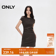 ONLY2025秋季新款金屬裝飾收腰捏褶短裙T恤裙連衣裙女|125161021 E09土質(zhì)棕色 S
