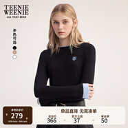 Teenie Weenie小熊女裝T恤2025秋季新款簡(jiǎn)約線(xiàn)條撞色拼接長(cháng)袖上衣 黑色 L