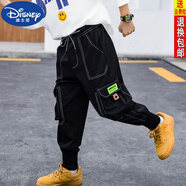 迪士尼（DISNEY）童裝牛仔褲秋冬款加絨中大童牛仔工裝褲休閑寬松帥氣男童褲子 春秋款牛仔工裝褲 150