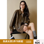 獨(dú)束大碼女裝兩種長度-酷颯皮衣外套2024秋季新款新復(fù)古回潮外套 瑪奇朵棕-短款 2XL (尺碼：4)