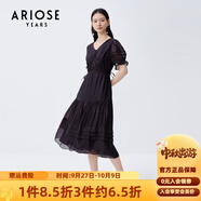 艾諾絲雅詩(shī)商場(chǎng)同款夏季新品時(shí)尚高腰鏤空設計高腰連衣裙20519041 黑色 M