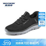 斯凱奇（Skechers）男士一腳蹬運動休閑鞋232939 黑色/炭灰色/BKCC 43