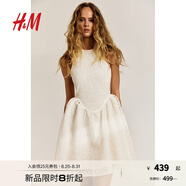 H&M女裝掛脖連衣裙2025秋季新款時尚法式刺繡無袖連身裙1282075 奶油色 M 165/96