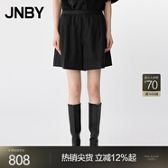 JNBY/江南布衣25夏新品羊毛休閑褲女寬松短褲闊腿褲5P5E11600 001/本黑 XL