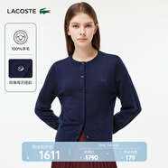 LACOSTE法國鱷魚女裝經(jīng)典款保暖圓領(lǐng)針織開衫外套女|AF1020 166/藏青色 XS 34