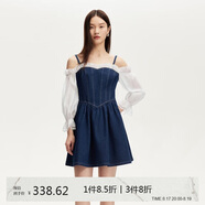 VEROMODA 連衣裙女2025夏季新款牛仔雪紡拼接修身A字裙子325242005