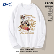 回力國潮風(fēng)t恤男秋季純棉圓領(lǐng)上衣青少年重磅220G質(zhì)感親膚百搭體恤衫 白色(h大燃獅街頭) S (建議85斤-100斤左右)