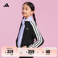 adidas男女大童休閑舒適長(cháng)袖套裝兒童秋季新款阿迪達斯官方輕運動(dòng) 黑色/白色   164