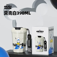 迪士尼（Disney）保溫杯新款米奇女生高顏值水杯吸管咖啡杯小香風(fēng)禮物 唐老鴨貝殼白 390ml