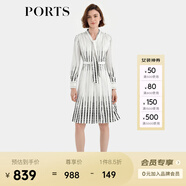 PORTS寶姿秋季新款女裝時(shí)尚圓點(diǎn)印花連衣裙ALD9D015QPT100 白黑混色 XL 10