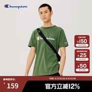Champion夏季經(jīng)典款印花草寫LOGO圓領(lǐng)休閑運(yùn)動(dòng)T恤無性別冠軍短袖男女情侶 深綠色(偏薄） M
